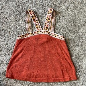 Madewell Rust Tank Top with Patterned Straps